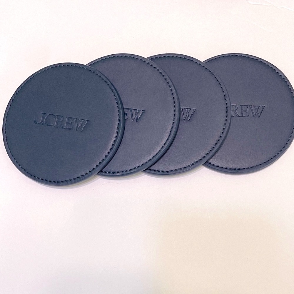 J. Crew Faux Leather Beverage Coasters Set of 4 Limited Edition